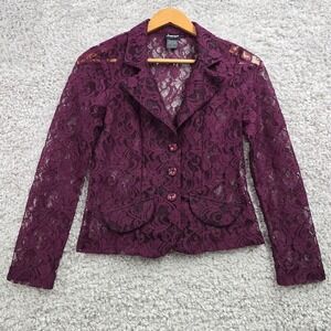 Frederick's‎ of Hollywood Womens Lace 3 Button Blazer Size 2 Whimsigoth Witchy